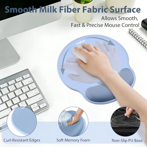 Mouse Pad and Keyboard Wrist Rest, 3-in-1 Gel Memory Foam Ergonomic Mouse Pad with Wrist Rest Set,Gaming Mousepad Arm Cushion Support for Computer Office Desk Accessories Cute Setup,Sky Blue - color: Sky Blue
