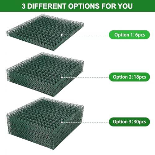 Plant Protectors from Animals - DIY Reusable Plant Cages for Outdoor Plants, Square Mesh Plant Covers Kits, 12"x12" Panels (6/18/30 Pcs) (30, Dark Green)