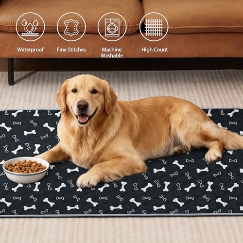 Eterish Reusable Washable Pee Pads for Dogs Large/Extra Large 36'' x 41'' 2 Pack, Absorbent Pet Puppy Dog Training Pads Non-Slip, Waterproof Whelping Potty Pads for Dogs Leak-Proof - color: Black/Bone, size: 2 Pack (36"x41")