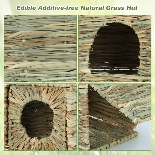 BWOGUE Large Bunny Grass House, Natural Seagrass Bed Hideaway Toy, Hay Mat | Rabbit Grass House, Rabbit Hideout, Rabbit Hut, Chew Toys, 11.81x7.87x9.06 in, Guinea Pig, Hamster, Chinchilla - size: Medium