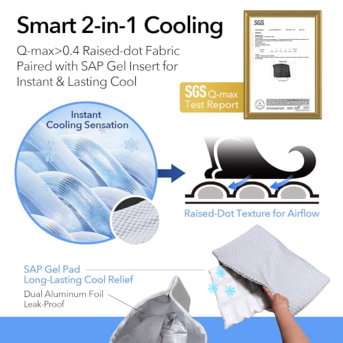 2-in-1 Cooling Mat for Corgis French Bulldogs & Cats, 16"x26", M | 2 SAP Gel Inserts + Q-Max>0.4 Ice-Silk, Waterproof, Machine Washable, Crate Indoor Outdoor - size: Medium 16"x26"