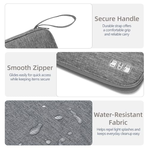 Cable Organizer Bag, Electronics Case for Cords, Chargers & Tech | Organize cables, chargers and power banks with elastic loops, mesh pockets and a slim design for travel. - color: gray, size: S