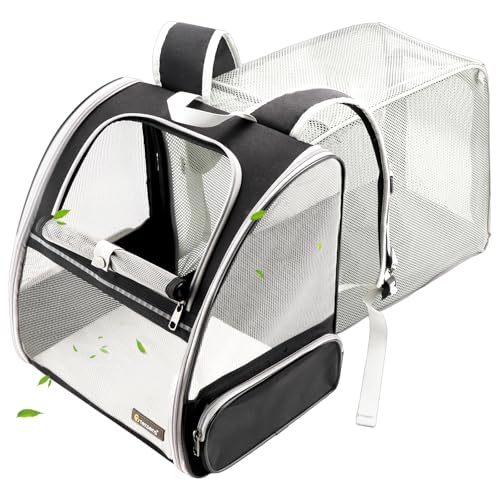 Texsens Innovative Traveler Bubble Backpack Pet Carriers for Cats and Dogs (Expandable-Black) - color: Expandable-Black