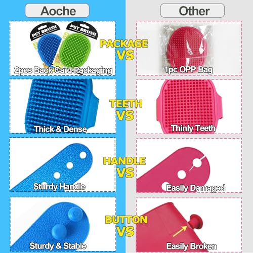 Dog Bath Brush, 2Pack Pet Grooming Brush Shedding Comb Shampoo Brush - color: Blue+green