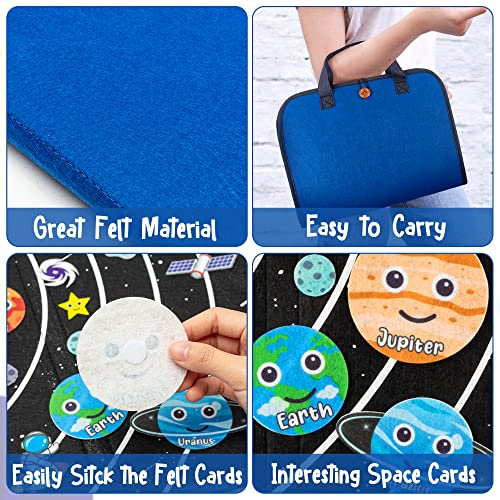 WATINC Travel Felt Board Story Set - 25PCS Portable Felt Board Educational Birthday Gift for Boys & Girls, Themed Storytelling Preschool Early Learning Interactive Play Kit for Toddlers (Space) - style: Space