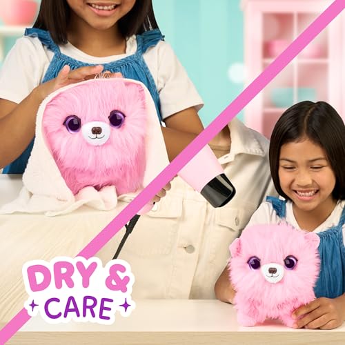 ScruffaLuvs Pink Surprise Pet, Mystery Plush Toy, Wash to Reveal | Wash to reveal 1 of 3 rescue pets, includes deluxe carrier & comb; plush toys for girls ages 3+, gift - style: Pink