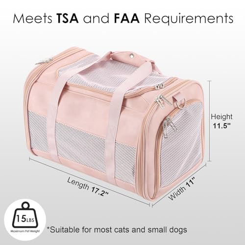 Fashion Leather Dog Carrier, Airline Approved Cat Carrier Soft Sided Pet Bag Carrier Purse for Puppy Kitten Small Animals Pink - color: Pink