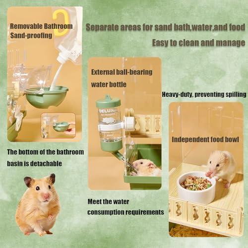 Acrylic Hamster Cage,Small Animal Houses&Habitats with Accessories,Hamster Enclosure with Stairs,Clear Pet Mice House,For Dwarf Gerbil,Dwarf Hamster,Pet Mice(Green,13.78"L*10.23"W*10.83"H) - color: Green