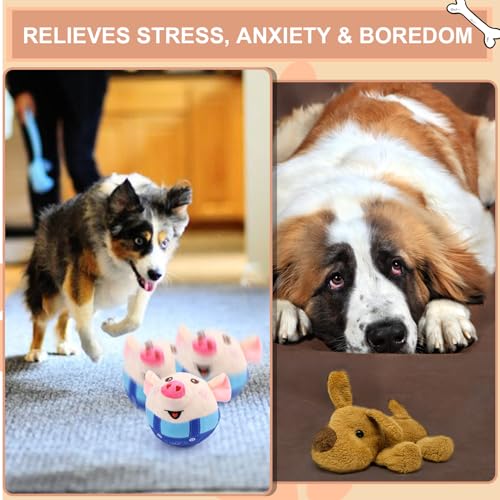 BABORUI Interactive Dog Toys Pig, Jumping Squeaky Dog Toys with Recording and Music Modes, Rechargeable Moving Dog Chew Toys for Small/Medium/Large Dogs to Keep Them Busy(Blue Pig) - color: Blue Pig