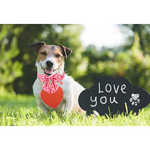 Valentine's Day Dog Collar with Bow Tie, Cotton with Metal Buckle, Red Heart, XS, Neck 8-12in - color: LovedStick, size: XS