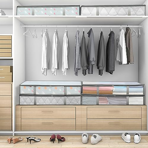 2 Pack Under Bed Storage Containers Bins, Humid-Proof Plastic Underbed Storage Bins, Clothes Storage and Organization Bags, Under the Bed Blanket Storage with Handles for Clothes, Bedroom