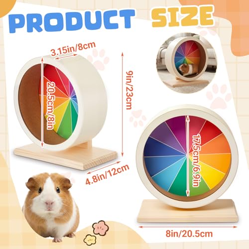 9 Inch Hamster Wooden Silent Wheel, Rainbow Printed Small Animal Exercise Wheel, Quiet Spinner Hamster Running Wheels Prevent Depression Toys for Hamsters, Gerbils, Mice and Other Small Pets - size: Medium