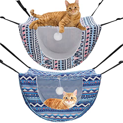 Unittype 2 Pieces Cat Cage Hammock Hanging Pet Bed Double Layer Soft Plush Hanging Pet Comfortable Hammock Bed for Indoor Kitten Ferret Hamster Rabbit or Small Animals, 2 Styles(Boho) - size: Boho