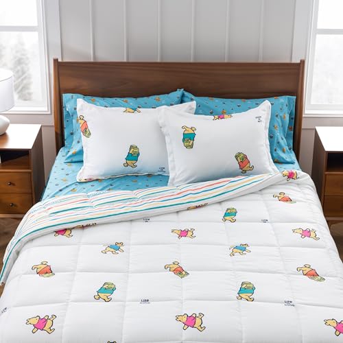 Berkshire LIG Printed Reversible Microfiber Comforter Set–7-Piece, Ultra Soft All-Season Bedding, Wrinkle & Fade Resistant, Full, Dancing White - color: Dancing White, size: Full