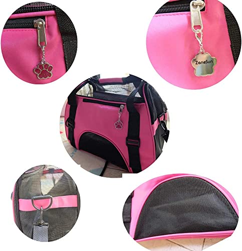 ZaneSun Cat Carrier,Soft-Sided Pet Travel Carrier for Cats,Dogs Puppy Comfort Portable Foldable Pet Bag Airline Approved (Small Rosered) - color: Small-RoseRed