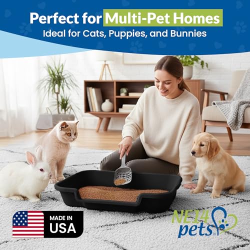 KittyGoHere Senior Cat Litter Box, Large with Jumbo Scoop, Black | Open Top Low Entrance Kitty Litter Box With Long-handle Jumbo Scoop, Lightweight Low Entry Litters Box, Durable, Made in USA - color: Black, size: Large with Scoop