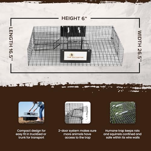 Rugged Ranch Ratinator Large Dual Door Live Rat & Mouse Trap Metal Cage | Humane Multi-Catch Rodent Control for Indoor or Outdoor Use, Reusable Catch and Release Wire Cage for Rats and Mice - color: Rat, size: 1 Pack