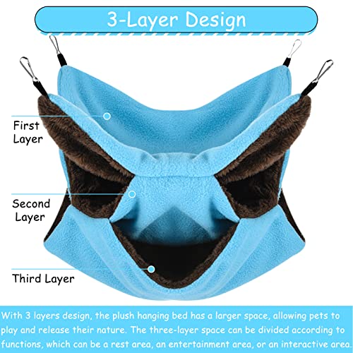 3 Tier Ferret Rat Hammock,Guinea Pig Cage Accessories,11.8x11.8Inches,Pet Cage Hanging Bunkbed Hammock for Small Animals,GuineaPig,Ferret,Kitten,Squirrel,Chinchilla,Rat,Parrot - color: cute blue