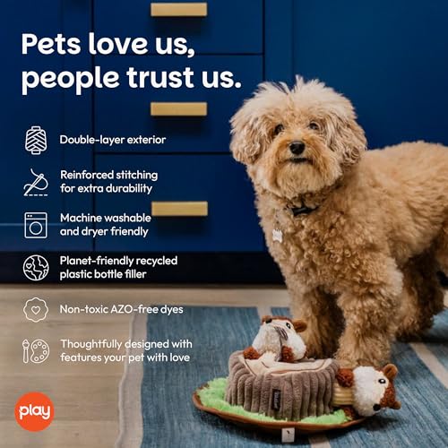 P.L.A.Y. Cute Plush Dog Toys - Forest Friends Critter Themed Durable Interactive Squeaker Chew Toy, Great for Puppies & Small, Medium, Large Dogs - Machine Washable, Recycled Materials (Chipmunks) - style: Chippy and Cheeks the Chipmunks