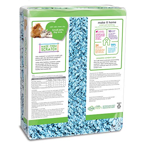 Carefresh Blue Natural Paper Small Pet Bedding, Odor Control, 50L | 2X more absorbent, 99% dust free, odor control, Biodegradable and compostable, For hamsters, rabbits and guinea pigs - color: blue, size: 50 L