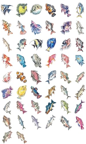 100 PCS Fish Stickers Pack – Waterproof Fish Decals for Water Bottles, Laptops, Phones, Notebook, Cars – Cool Vibrant Graphics for Fish Enthusiast - color: Fish