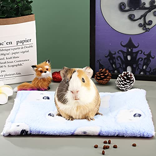 Jetec 2 Pieces Guinea Pig Bed Rabbit Bed Warm Small Animal Hamster Bunny Mats Winter Warm for Bunny Hamster Squirrel Hedgehog Chinchilla Small Animal Accessories(Green, Blue,Bear Pattern) - color: Green, Blue