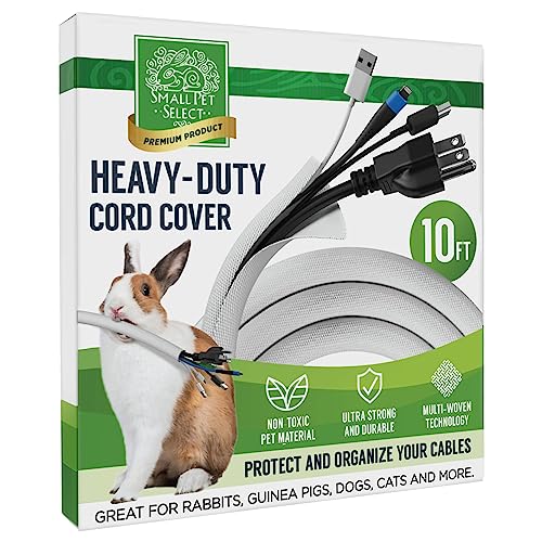 Small Pet Select Heavy Duty Cord Cover, Cable Protector, White, 10 ft | Ultra-Durable Wire & Cord Protector, Cord Management, Chew-Resistant, For Rabbits, Dogs, Cats & Small Pets - color: White