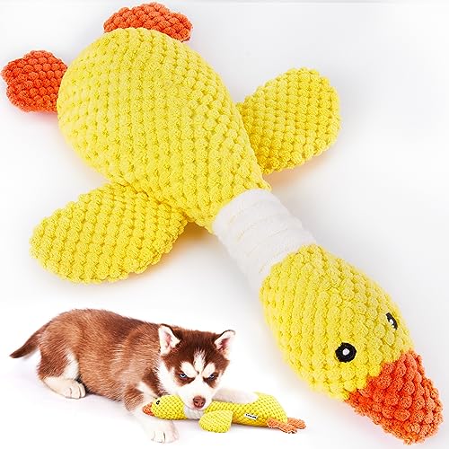Vitscan Durable Dog Toys for Small Medium Large Dogs Aggressive Chewers | Dog Chew Toy Tough Squeaky Interactive Dogs Toys for Puppies,Sturdy Plush Puppy Toys Goose Pet Toy Puppy Chew Toys Teething - color: Yellow goose - pineapple plush