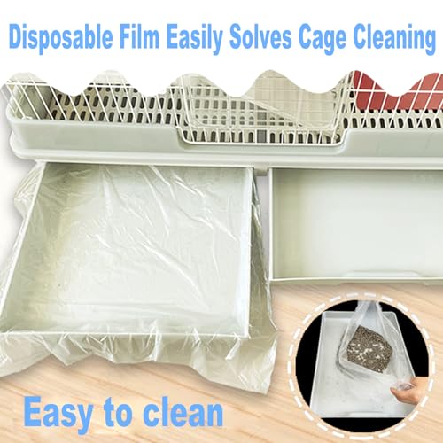 100 Pcs Disposable Rabbit Cage Liner, 35'' X 27'' Large Bunny Cage Tray Liners Clear Plastic Guinea Pig Toilet Film for Bunnies Ferrets Chinchillas Birds Small Animal - Leak Proof & No Mess - size: 100PCS