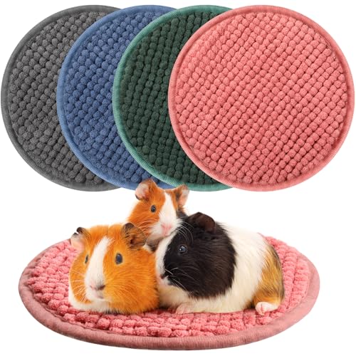 4 Pcs Guinea Pig Cage Liner 7.8 Inch Round Washable Chenille Pee Pads Pet Dog Cat Bedding Training Mat Reusable for Small Animals Puppy Bunny Hamster Chinchilla - color: Mixed Color, size: Diameter 7.8 Inch, style: Low Pile Chenille