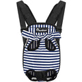 Pawaboo Pet Front Carrier Backpack for Small Medium Dogs | Legs Out Easy-fit,Adjustable Straps,Hands-Free,Soft Padded Support for Travel Hiking Cycling Camping,Blue Stripes,M - color: Blue & White Stripes, style: Medium (Pack of 1)