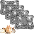 Haull 4 Pcs Waterproof Guinea Pig Bedding Soft Dog Cat Bed Crate Mat Small Animal Plush Cage Liners Rabbit Bunny Kennel Pad Reversible Cozy Pee Thickened Hamster Pad(Double Star,13 x 10 Inch) - size: 13 x 10 Inch