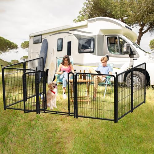 Garden Fencing 36 Inch High, 4 Panels Total 8.9 Ft(L) Dog Fencing Outdoor for Yard, 4 One-Sided Plate, No Door, Anti Dig Fence Barrier, Dog Pen, Rabbit Fence, Garden Fences and Borders