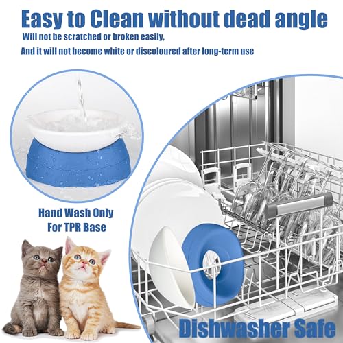 French Bulldog Food Bowl- Slanted Tilted Pug Food Water Bowl,Cat Bowl- Feeder for Frenchie/Shih Tzu/Flat Faced Small Dogs/Puppies/Cats (Blue, 2 Cup) - color: Blue, size: 2 Cup