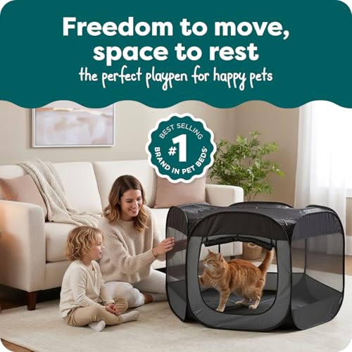 FurHaven Soft-Sided Dog & Cat Playpen, Portable Foldable Indoor & Outdoor Pet Playpen with Mesh Windows & Zippered Door, Gray, Extra Large - color: Gray, size: Extra Large