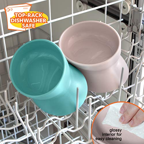 Kitty City Elevated Cat Bowls (Set of 2), Whisker-Friendly Raised Cat Food & Water Dishes, Modern Pedestal Design, Dishwasher Safe, 6.5 oz Each – Teal & Light Pink - color: Pastel, style: Small - Standard