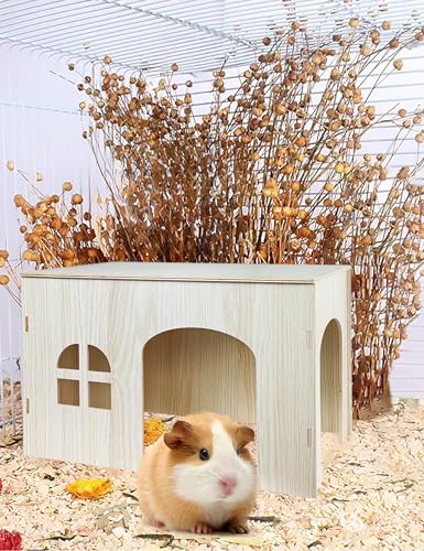 Guinea Pig Chinchilla Hideouts Cages Toys Accessories Wooden House and Habitats Hides Nature Huts for Hamster Squirrel Rat and Other Small Animals etc.