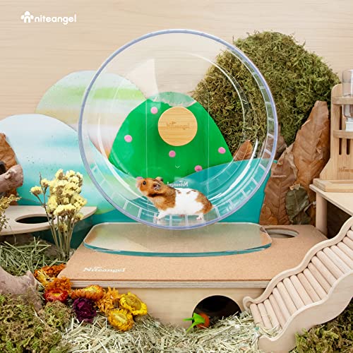 Niteangel Super-Silent Hamster Exercise Wheel: Quiet 12.8" Running Wheel | Can 13.2-17.3" Adjustable Height - No Bend Back Spinner Running for Dwarf Syrian Hamster Gerbils Mice Or Other Small Animal - color: Transparent, size: Extra Large