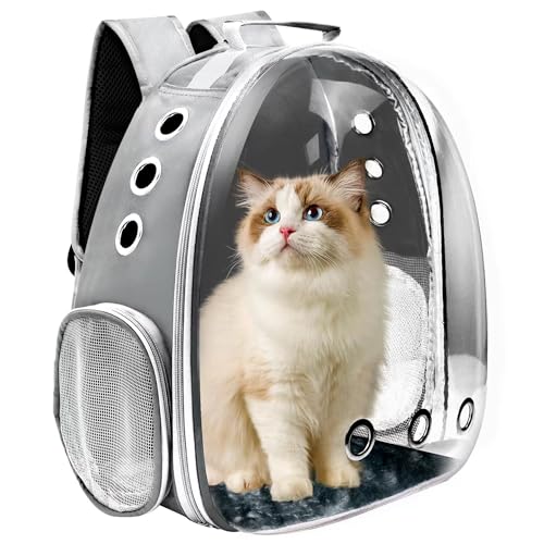 Cat Backpack Carrier, Pet Cat Carrier with Ventilated Design for Carrying Puppy Cats, Pet Carrier Backpack for Traveling/Hiking/Camping/Outdoors Airline Approved Travel Carrier(Grey) - color: Grey