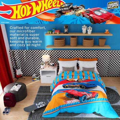 Franco Kids Bedding Super Soft Microfiber Reversible Comforter, Twin/Full, Hot Wheels - color: Hot Wheels, size: Twin/Full