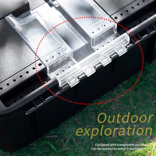 Portable Reptile Cage Carrier Tank with Handle Reptile Transport Container Terrarium Box Habitat Cage Pet Houses for Turtle, Gecko, Bearded Dragon, Lizard, Frog, Snake, Spider