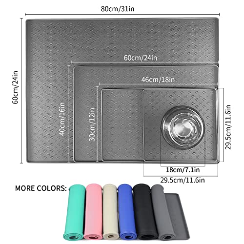 2 Pack Grey Pet Placemat for Dog and Cat, Waterproof Non-Slip Silicone Feeding Bowl Mat Prevent Food and Water Overflow, Puppy Dish Feeder Fountain Trays Suitable for Medium and Small Pets - color: Grey, size: 11.8"L x 11.8"W - 2 Pack