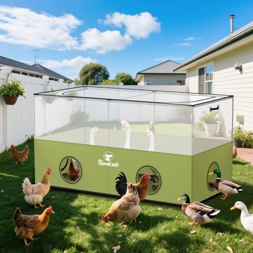 Pawaboo Small Animal Playpen, Foldable Pet Cage Tent, Green | For Puppy Kitten Guinea Pig Rabbit Chicken Hamster, Indoor Outdoor Use, Breathable Mesh Wall and Bottom - color: Avocado Green