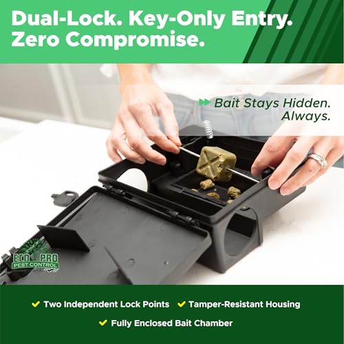 Mouse Bait Station 2 Pack Medium Size, Tamper Resistant Lockable Bait Boxes Indoor Outdoor, High Capacity Mid Size Rodent Bait Box with Key, Reusable Weather Resistant Pest Control - size: 2-Pack Medium