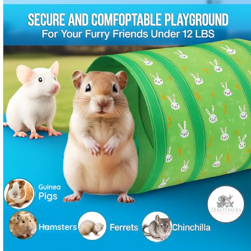 Tunnels with 3-Way Entrance - Cozy, Washable Guinea Pig Hideout - Interactive Cage Toys (Green) - color: Green