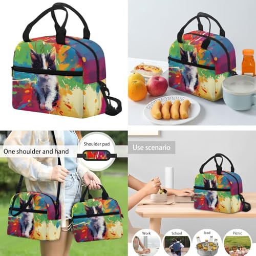 Girls Bookbag with Lunch Box Artist Cat School Bags for Girls 2Nd Grade Large Water Bottle Sleeve and Pencil Case 4 in 1 Compartment Primary Secondary Bag for Students/Child - color: Artist Cat