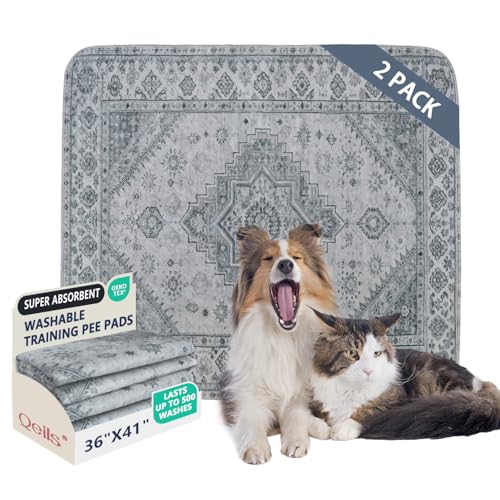 Washable Pee Pads, Super Absorbent Puppy Pads, 2 Pack 36"x41" | Reusable Dog Training Pads, Leakproof With Waterproof Non-Slip Backing For Crates, Floors, Indoor Potty & Furniture - color: Gray Medallion, size: 36"*41"(Pack of 2)