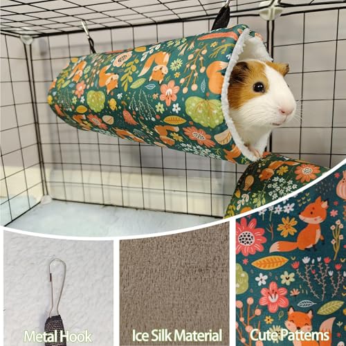 kathson 5 PCS Guinea Pig Hammock Set, Washable Rat Hammock, Guinea Pig Hideout Bed Soft Hamster Hanging Tunnel Mats Small Pets Cage Accessories for Chinchilla, Sugar Glider, Squirrel(Green) - color: Green