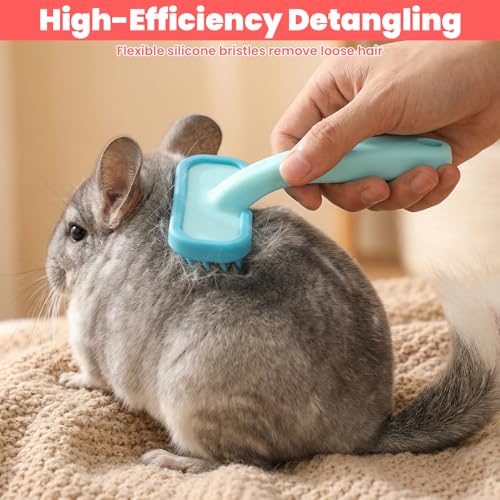 2Pcs Rabbit Brush, Silicone Rabbit Grooming Brush Small Pets Brushes | for Kittens Puppy Rabbits Guinea Pigs, Shedding Bath & Massage Comb