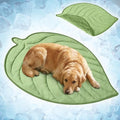 PetAmi Dog Cooling Mat, Leaf Shape, Pet Pad with Cooling Nylon & Soft Fleece, Q-Max > 0.4 Reversible All Season Blanket for Dogs & Cats, Large 52x60 in, Sage Green - color: Sage Green, size: Large